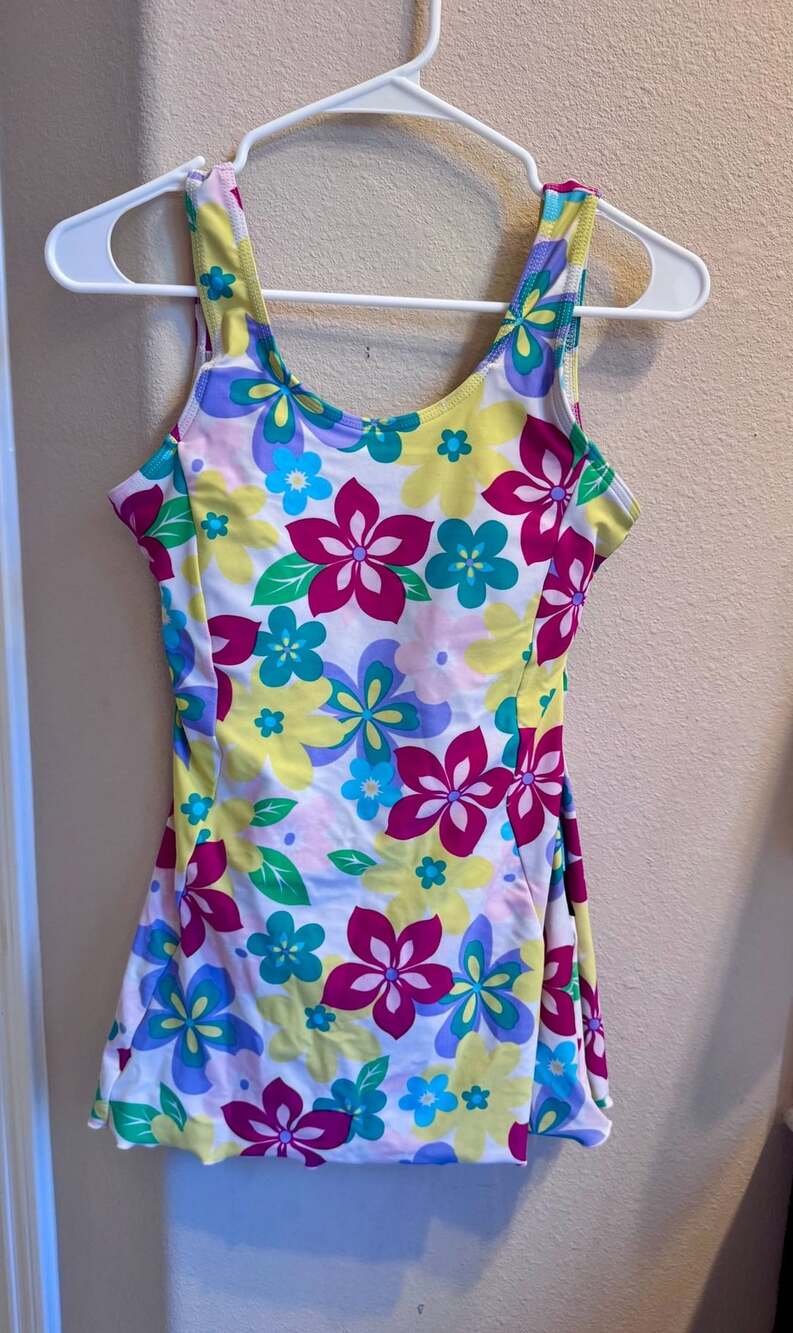 Madmax small Colorful Floral Print Scoop Neck Swim Dress bathing suit